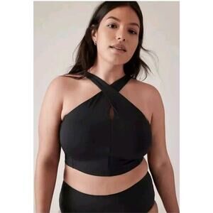 Athleta Black Crossed  Bikini Top--M- NWT